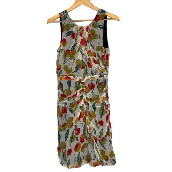 Diana Von Furstenberg Silk Sleeveless All Over Print Dress Womens 6 Fruit Office - Picture 1 of 5